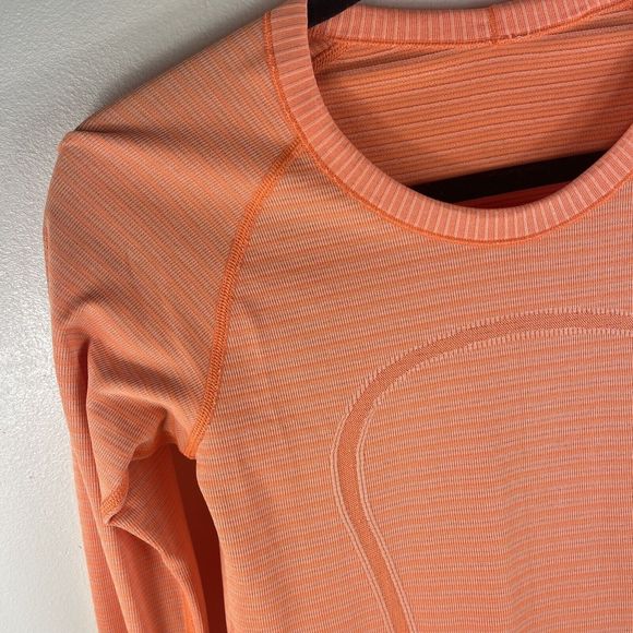 Lululemon Size 6 Swiftly Tech Long Sleeve Top Regular‎ Length Orange - Picture 3 of 13